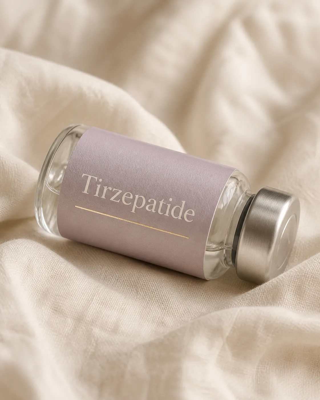 Compounded Tirzepatide vial with mauve label